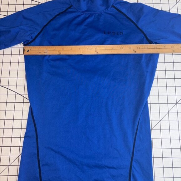 Tesla Long Sleeve Athletic Shirt Rash Guard Blue Adult size Large - Picture 4 of 5